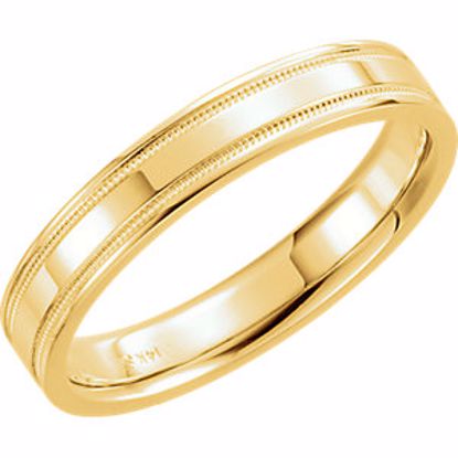 51536:128:P 14kt Yellow 4mm Flat Comfort Fit Milgrain Band Size 6.5