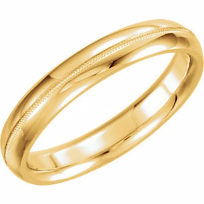 51539:152:P 14kt Yellow 4mm Comfort Fit Milgrain Band Size 8.5