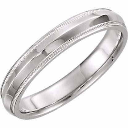 51540:142:P 14kt White 4mm Knife Edge Comfort Fit Milgrain Band Size 11
