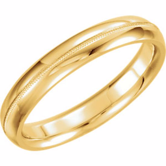 51539:153:P 14kt Yellow 4mm Comfort Fit Milgrain Band Size 9