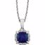 651953:60009:P 14kt White Created Blue Sapphire & .05 CTW Diamond 18" Necklace