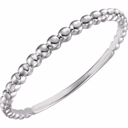651924:60001:P 14kt White Beaded Stackable Ring Size 7
