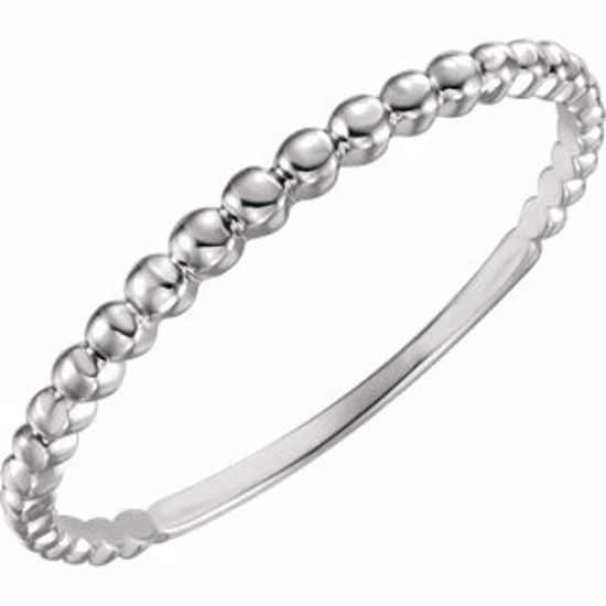 651924:60001:P 14kt White Beaded Stackable Ring Size 7