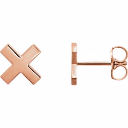 86257:6008:P 14kt Rose "X" Earrings