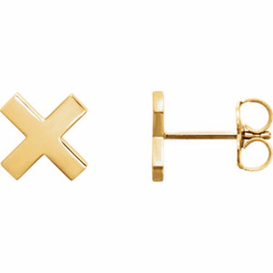 86257:6007:P 14kt Yellow "X" Earrings