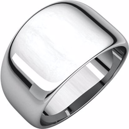 HRT8:100:P 14kt White 12mm Half Round Tapered Band