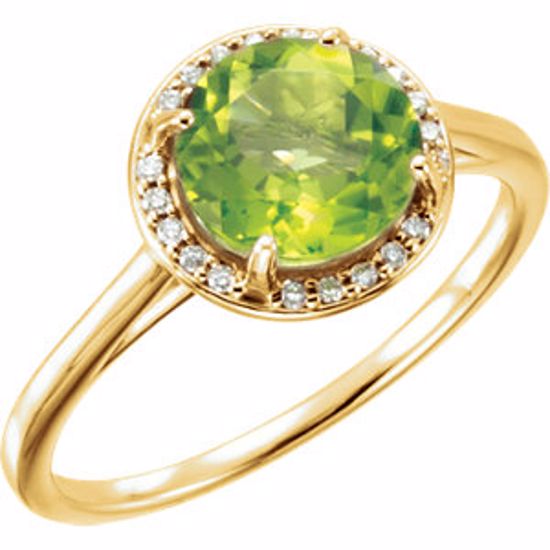 71632:70019:P 14kt Yellow Peridot and .05CTW Diamond Ring