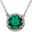 85905:70010:P 14kt White Chatham® Created Emerald & .05 CTW Diamond 16" Necklace