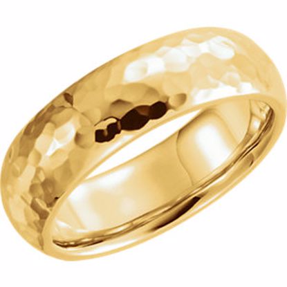 51528:6075:P 14kt Yellow 6mm Comfort Fit Hammer Finish Band Size 7.5