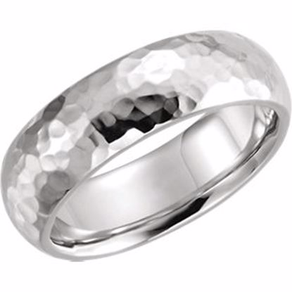 51528:3055:P 14kt White 6mm Comfort Fit Hammer Finish Band Size 5.5