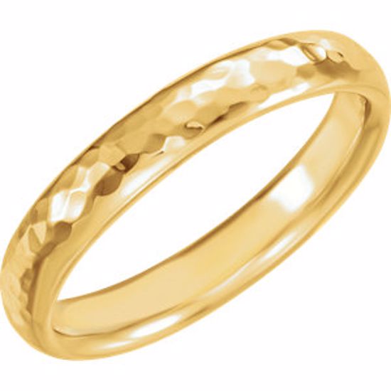 51528:510:P 14kt Yellow 4mm Comfort Fit Hammer Finish Band Size 10