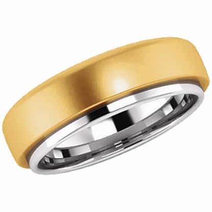 51345:2014:P 14kt White & Yellow Flat Edge Band Size 7