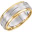51343:2006:P 14kt White & Yellow 7mm Grooved Flat Edge Band Size 9.5