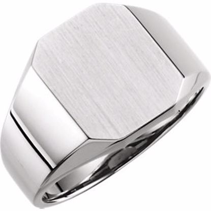 9128:1000:P Sterling Silver 14x12mm Men's Signet Ring
