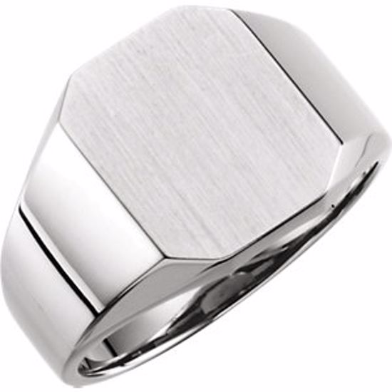 9128:1000:P Sterling Silver 14x12mm Men's Signet Ring