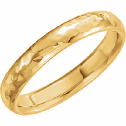 51529:5095:P 14kt Yellow 4mm Half Round Hammer Finish Band Size 9.5