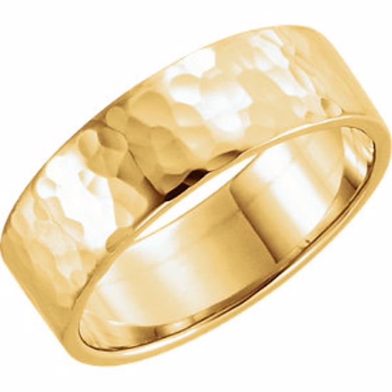 51530:606:P 14kt Yellow 6mm Flat Band with Hammer Finish Size 6