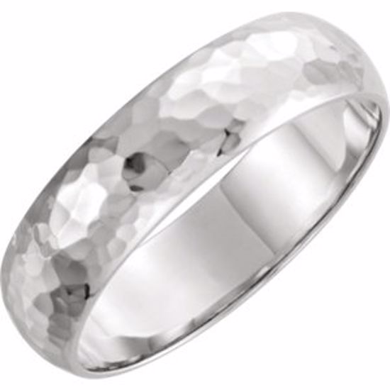 51529:312:P 14kt White 6mm Half Round Hammer Finish Band Size 12