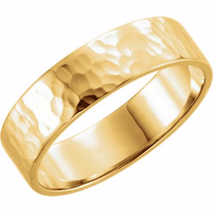 51530:609:P 14kt Yellow 6mm Flat Band with Hammer Finish Size 9
