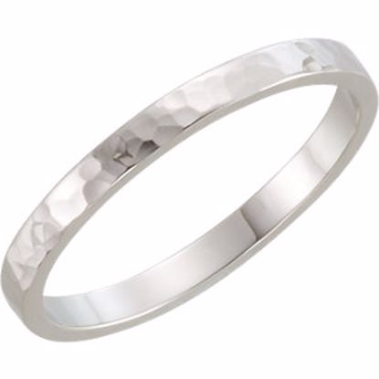 51530:1105:P 14kt White 2mm Flat Band with Hammer Finish Size 10.5