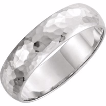 51529:110:P 14kt White 2mm Half Round Hammer Finish Band Size 10
