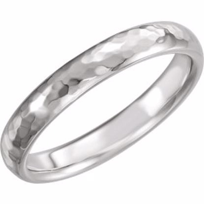 51529:2075:P 14kt White 4mm Half Round Hammer Finish Band Size 7.5