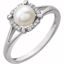 651952:60006:P 14kt White Freshwater Cultured Pearl & .05 CTW Diamond Ring