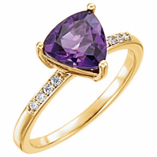71792:6001:P 14kt Yellow Amethyst & .08 CTW Diamond Ring  