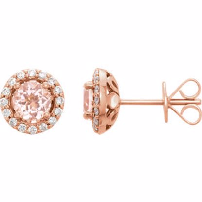 651986:60000:P 14kt Rose Morganite & 1/5 CTW Diamond Earrings 