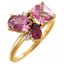 71800:6001:P 14kt Yellow Multi-Gemstone & .05 CTW Diamond Cluster Ring 