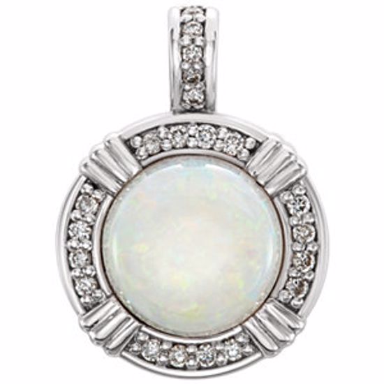 86285:6003:P Platinum Opal & 1/10 CTW Diamond Pendant