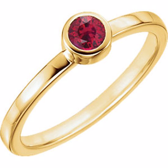 71806:6021:P 14kt Yellow Chatham® Created Ruby Bezel Ring