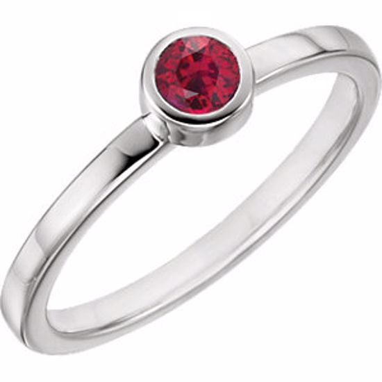 71806:6006:P Sterling Silver Imitation Ruby Bezel Ring