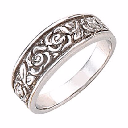 5119:100:P Continuum Sterling Silver 6mm Floral Design Band 