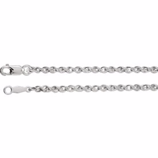 CH1040:60002:P Sterling Silver 2mm Rope 18" Chain with Lobster Clasp