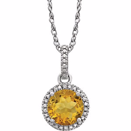 652051:60011:P Sterling Silver Citrine & .01 CTW Diamond 18" Necklace
