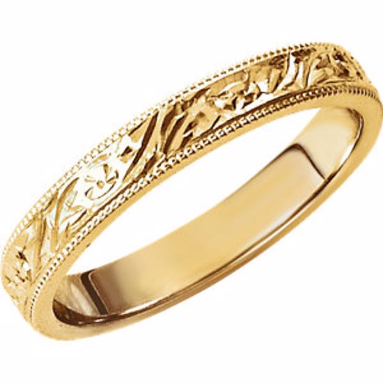 51102:125:P 14kt Yellow Hand Engraved Band Size 9