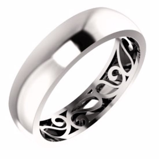 51565:8075:P Platinum 6mm Paisley Design Band Size 7.5