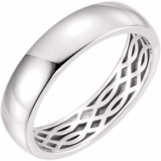 51564:507:P 14kt White 6mm Lattice Design Band Size 7