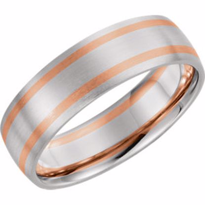 50073:178962:P 14kt White & Rose 7mm Comfort-Fit Band Size 6

