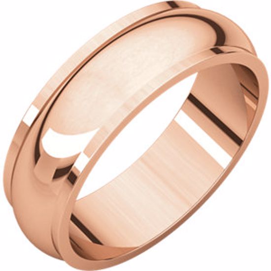 HRE10:100:P 14kt Rose 6mm Half Round Edge Band