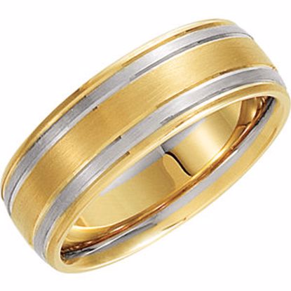 50075:100:P 14kt Yellow & White 7mm Designer Band Size 13.5