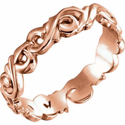 51579:705:P 14kt Rose 5mm Sculptural Scroll Design Band Size 5