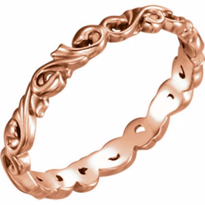 51579:3075:P 14kt Rose 3mm Sculptural Scroll Design Band Size 7.5