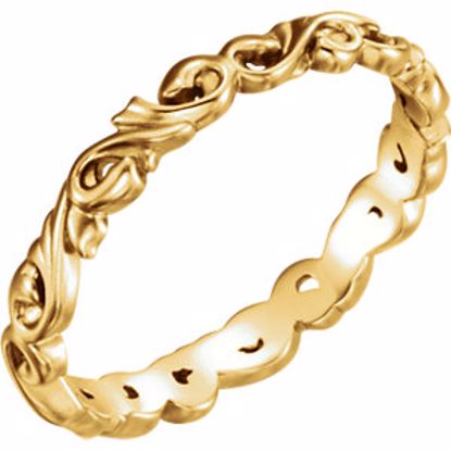 51579:2085:P 14kt Yellow 3mm Sculptural Scroll Design Band Size 8.5