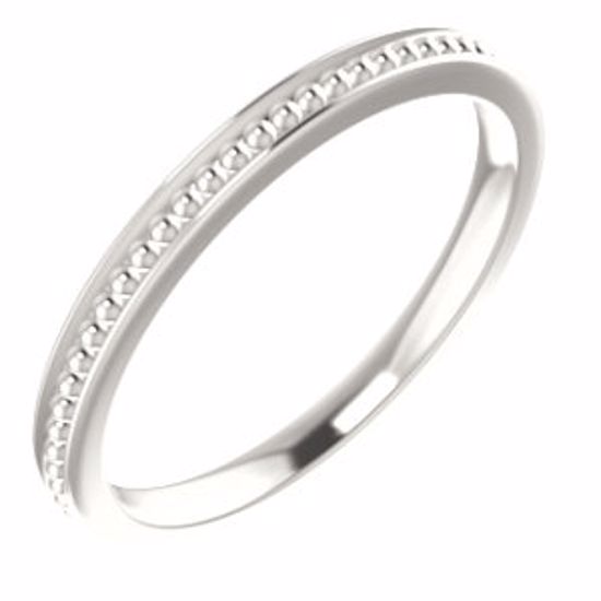51620:110:P Platinum Stackable Bead Ring Size 6