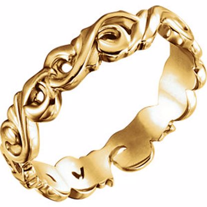 51579:608:P 14kt Yellow 5mm Sculptural Scroll Design Band Size 8