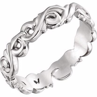 51579:808:P Platinum 5mm Sculptural Scroll Design Band Size 8
