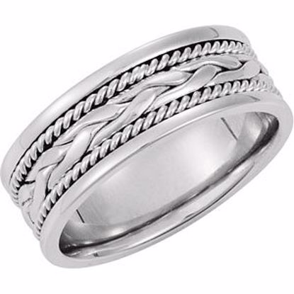 50047:218031:P 14kt White 8mm Comfort-Fit Hand-Woven Band Size 11