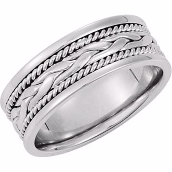 50047:218031:P 14kt White 8mm Comfort-Fit Hand-Woven Band Size 11